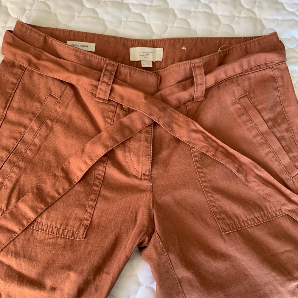 Loft cargo pants NWOT rust color size 0. Never worn.